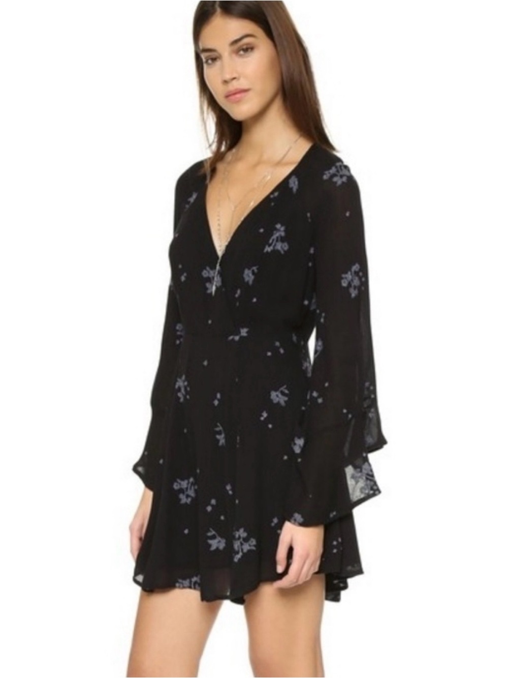 Free People “Jasmine” Embroidered Mini Dress | Black | Size 4
